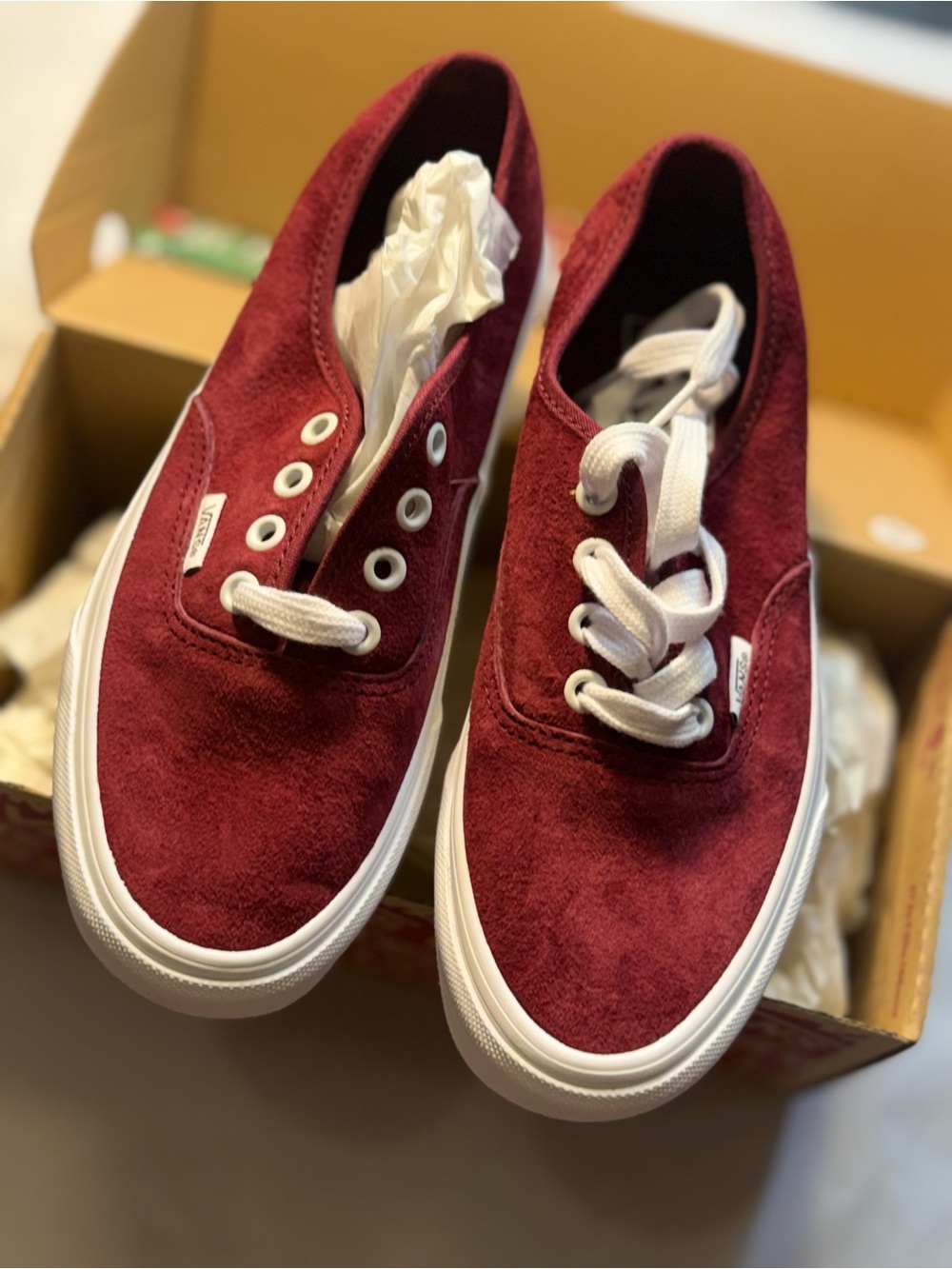 Vans Authentic Pig Suede Tawny Port Maroon Sneakers NIB Womens 5.5 / Mens 4